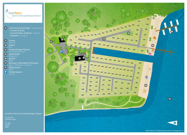 Plattegrond van EuroParcs De Kraaijenbergse Plassen
