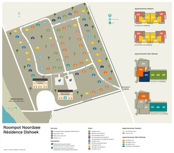 Plattegrond van Roompot Noordzee Résidence Dishoek