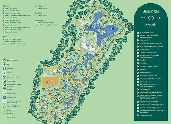 Plattegrond Center Parcs Bispinger Heide - geplaatst door Vakantiekoffer.nl
