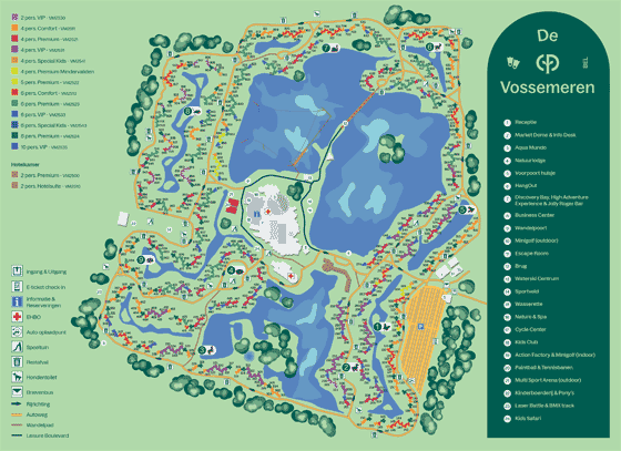 Plattegrond Center Parcs De Vossemeren - geplaatst door Vakantiekoffer.nl