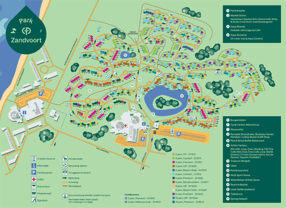 Plattegrond Center Parcs Park Zandvoort - geplaatst door Vakantiekoffer.nl