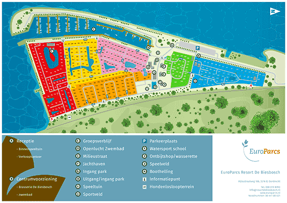 Plattegrond EuroParcs De Biesbosch - geplaatst door Vakantiekoffer.nl