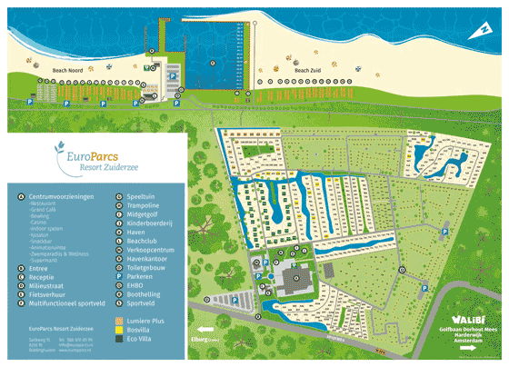 Plattegrond EuroParcs Zuiderzee - geplaatst door Vakantiekoffer.nl