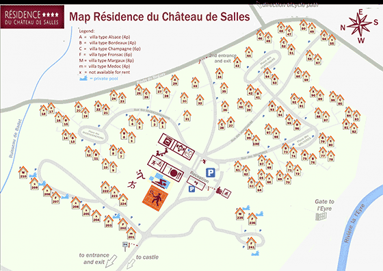 Plattegrond FranceComfort - Résidence Château de Salles - geplaatst door Vakantiekoffer.nl